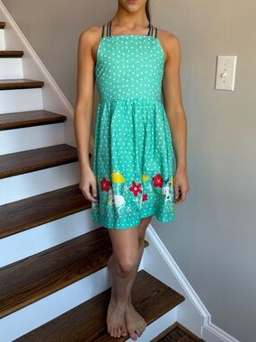 Frugi Girls' Organic Cotton Essie Reversible Pacific Aqua Polka Dot Sundress 8-9